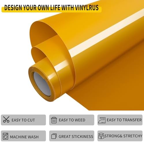 VinylRus Heat Transfer Vinyl, Yellow, 12" x 8ft