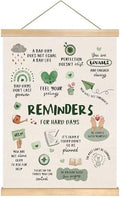 Reminders for Hard Days Inspirational Wall Art, 14x18.5 Inch Linen Canvas Wall Hanging Poster，Positive Quotes Mental Health Motivational Poster for Classroom, Office, Therapy, or Home Decor (BG802)