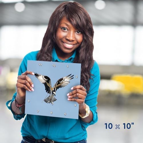 3dRose Wall Clock Silent - 10 inch - Image of Beautiful Osprey in Flight - Lens Art by Florene - Birds II