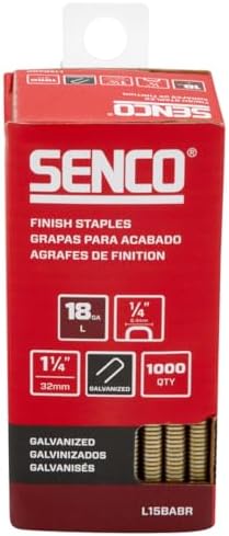 SENCO Collated Medium Wire Staples, Galvanized, 18 GA (L15BABR) 1,000 Box