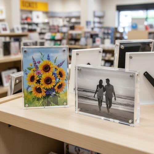Azar Displays 104433-2PK Acrylic Photo Frame Magnetic 4x6, 2-Pack