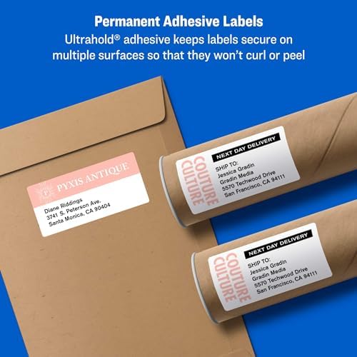 Avery Printable Shipping Labels with Sure Feed, 3-1/2" x 5", White, 400 Blank Mailing Labels for Laser Printers (5168) (Pack of 5)