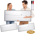 33 * 14 Inch Large Giant Big Fake Oversized Checks Award for Presentations Hard Collapsible Reusable Premium PP Plastic Board with Marker and Adhesive Strips (2 Pack)