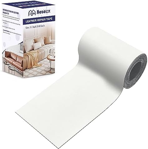 Besezx Leather Repair Patch Tape Kit, Self Adhesive Leather Repair for Furniture, Couch, Sofa, Car Seats,Office Chair,Vinyl Repair Kit.3.1inx60in