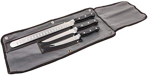 Oklahoma Joe’s Blacksmith 3‑Piece BBQ Knife Set – Full‑Tang Meat Knives with Riveted Handles & Storage Roll