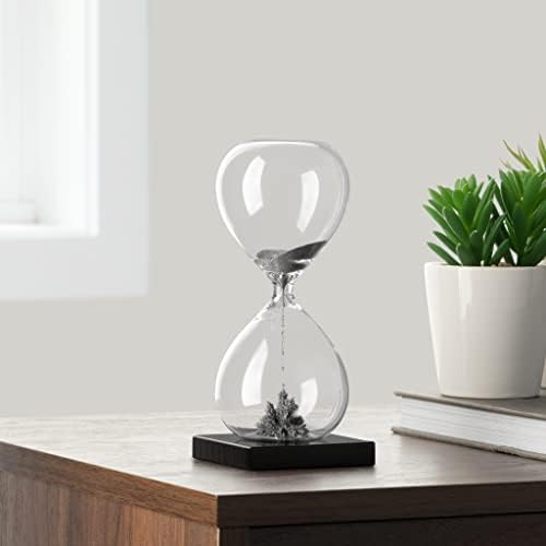 Torre & Tagus Magnetic Hourglass Sand Timer - 30 Second/Half Minute Magnetic Sand Clock with Gray Magnet Iron Powder and Black Base, Hand-Blown Hour Glass for Office Desk, Home Study, Games Room