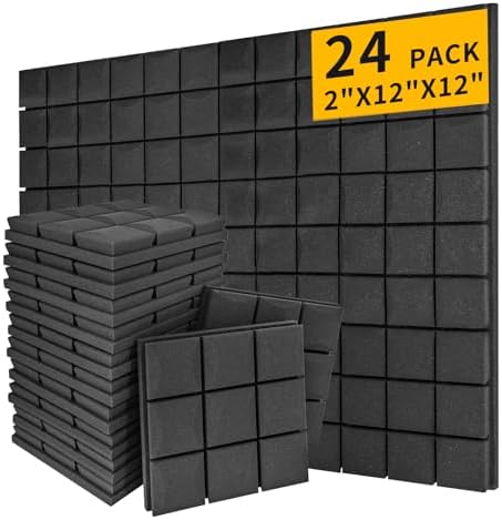 Sound Proof Foam Panels for Walls, High-Density Sound Proof Panels for Walls, Acoustic Panels Sound Absorbing for Noise Absorbing Canceling (24 Pack Mushroom, 2x12x12 Inches)