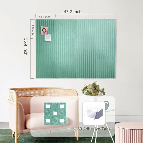 48" x 36" Large Felt Bulletin Board 1/2" Thick, Jade Green
