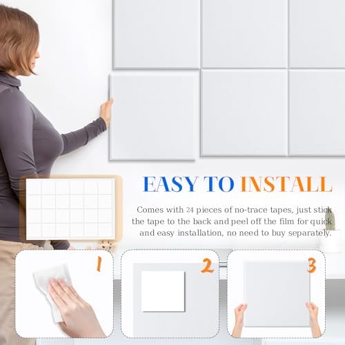 DOLLAR BOSS Felt Cork Board Tiles 48" x 36" Bulletin Board, 12 Pcs White