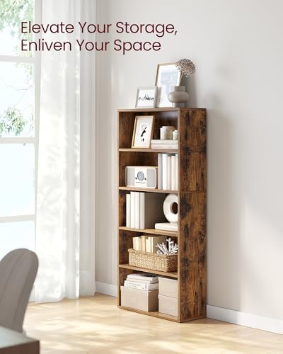 VASAGLE 5-Tier Bookshelf, Storage Organizer, 23.6 x 9.4 x 52.8 Inches