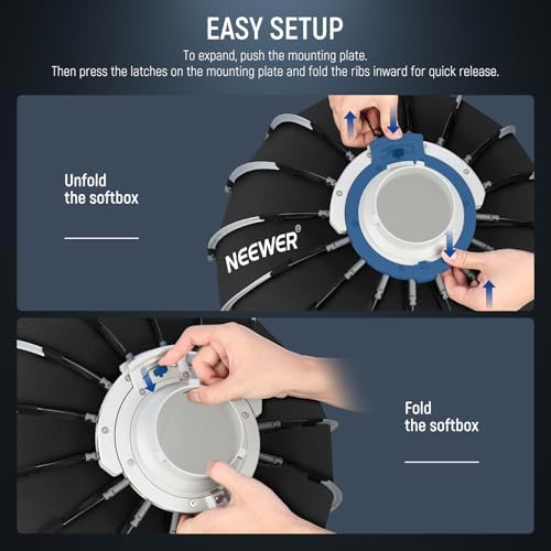 NEEWER Parabolic Softbox Kit, 47.2" Bowens Mount Soft Box with Light Diffusers for Studio Photography Video Recording Streaming Lighting Compatible with Aputure 120d Compatible with Godox SL60w, NS73P