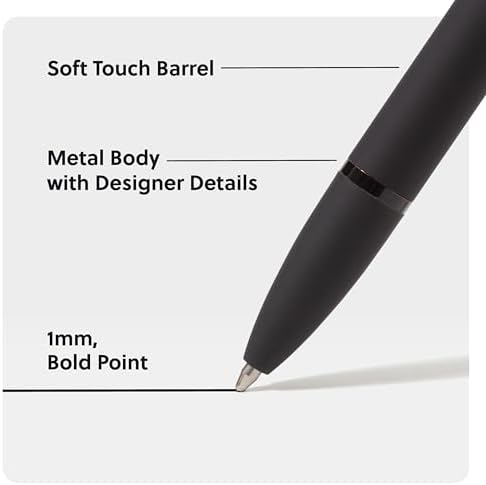 U Brands Monterey Ballpoint Pens, 12 Pack, Retractable, Midnight Black