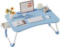 Lap Desk Bed Trays for Eating and Laptops Breakfast in Bed Tray for Sofa/Couch/Study/Reading/Writing with Cup Holder/Drawer On Low Sitting Floor Large Portable Foldable (Blue)