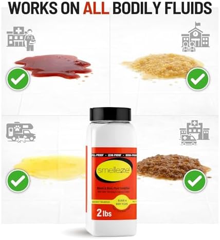 SMELLEZE Vomit Clean Up Powder & Blood Body Fluid Solidifier - 2 lb. Bottle