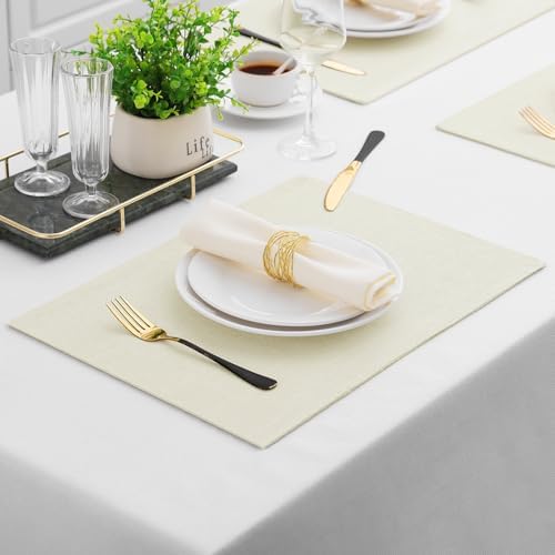 Homaxy Cloths Placemats for Dining Table Set of 4, 13" x 18", Cream