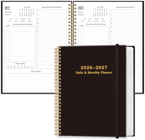 Daily Planner 2026-2027 - July 2026 to June 2027, 7" x 10", Black