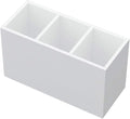 NIUBEE Acrylic Pen Holder 3 Compartments, White Pencil Organizer Cup for Countertop Desk Accessory Storage | Scratch-resistant thick acrylic with 3 slots for pens, pencils, makeup brushes, office, vanity and school use