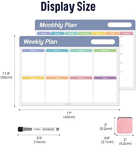 loukin Static Cling Monthly & Weekly Dry Erase Calendar, Whiteboard Planner