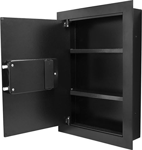 Barska Biometric Fingerprint Wall Safe with Adjustable Shelves – Steel Security Safe with Pry-Resistant Deadbolts, Mountable for Home, Office, and Business Use - In wall safe - Hidden Safe Cabinet
