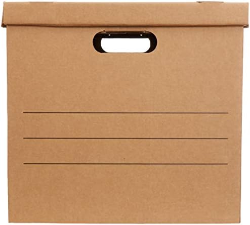 Amazon Basics Moving and Storage Boxes with Handles and Lift-Off Lids, Medium, 19" x 14.5" x 15.5", Brown, 10-Pack