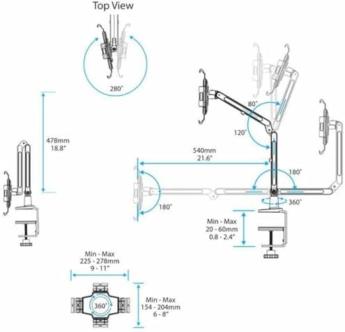 StarTech Desk-Mount Tablet Arm, Articulating, 9" to 11", TAA (ARMTBLTIW)
