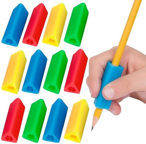 The Classics 12-Pack Triangle Pencil Grips, Assorted Bright Colors, 1.75-Inch Long (TPG-16212)
