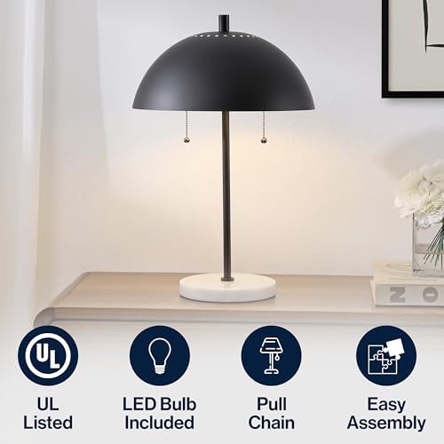 JONATHAN Y Ella 2-Light Table Lamp 20.7" Metal Marble, Black/White