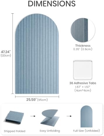 Large Arched Felt Bulletin Board 47.2''×25.5'', Dusty Blue
