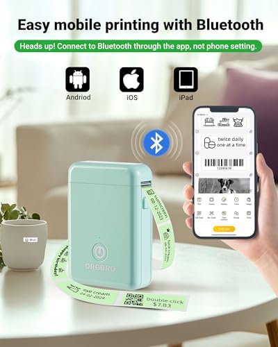 ORGBRO Label Maker, Bluetooth Label Maker Machine with Tape, X1-Green