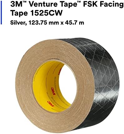 3M Venture Tape FSK Facing Tape 1525CW, Pressure Sensitive, Cold Weather Adhesion, Foil, Scrim, Kraft, UL723 Classified, 4.87 in x 50 yd