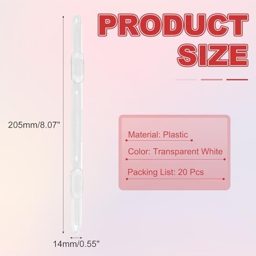 PATIKIL 20 Pcs Loose-Leaf Paper Binding Clamps, Transparent White Plastic Paper Organizers Notebook Fasteners Reusable Prong Binder Clip for Home Office File Report Chart Documents