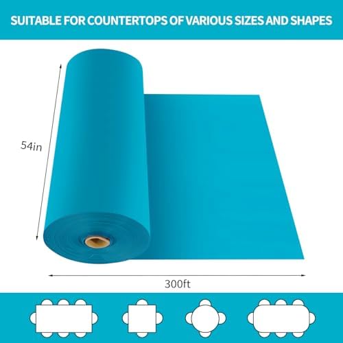 CXPSINC 54 Inch X 300 Feet Plastic Table Cover Roll Disposable Tablecloth with Slide Cutter for All Type/Shape Tables | Party, Banquet, Birthdays, Weddings(Turquoise, 300 Feet)