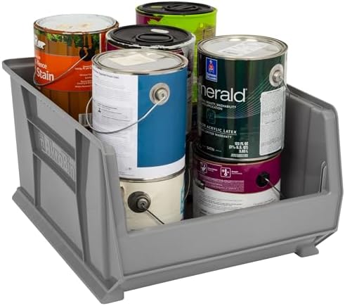 Akro-Mils 30289 Super-Size AkroBins Plastic Storage Bins, Space-Saving Stackable Bins for Garage, Classroom, Warehouse Organization, 24" L x 18" W x 12" H, Grey, 1-Pack