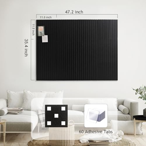48" x 36" Large Felt Bulletin Board 1/2" Thick, Black