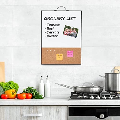 TSJ OFFICE Small Whiteboard Cork-Board - 16" X 12" Portable Aluminum Black Framed Magnetic Dry Erase Board, Small Bulletin Cork Board with Holder for Office, Home and School