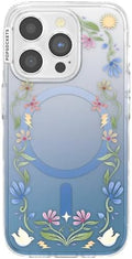 PopSockets iPhone 15 Pro Phone Case with MagSafe, Wireless Charging Compatible, Disney - Boho Wildflowers Blue