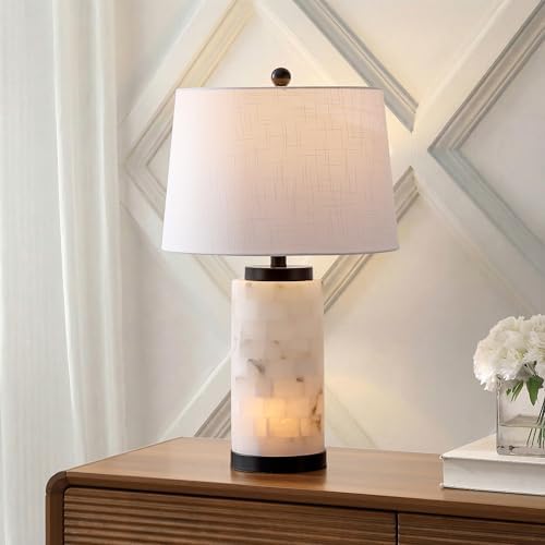JONATHAN Y Eliza 25.5" Alabaster 2-Light Table Lamp, White/Black
