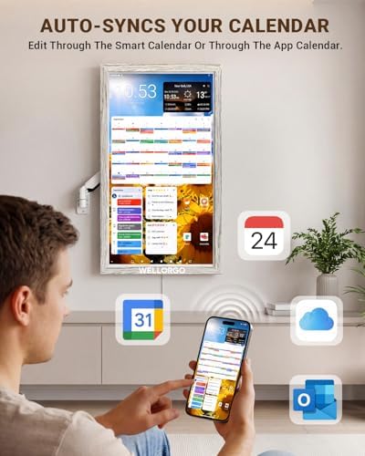Digital Calendar Touch Screen, 32-inch Electronic Calendar for Wall, Smart Digital Planner 2026 with Kids' Chores Chart/Meal Plan/Streaming Services/Photo Display, Remote Control Supported