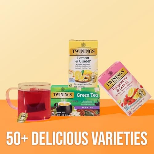 Twinings Raspberry & Lemon Herbal Tea Bags 20 CT Box (6 Pack)