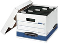 Bankers Box 4-Pack HANG'N'STOR Medium-Duty File Box, Letter, FastFold | Move hanging folders straight into storage - no unpacking needed, FastFold setup, and secure lids.
