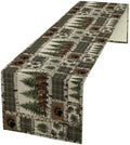 Rustic Cabin Moose Deer Bear Table Runner, Retro Bear Cottage Country Style Cabin Farmhouse Dinner Runner for Home Kitchen Dining Table Decoration 13x108inch