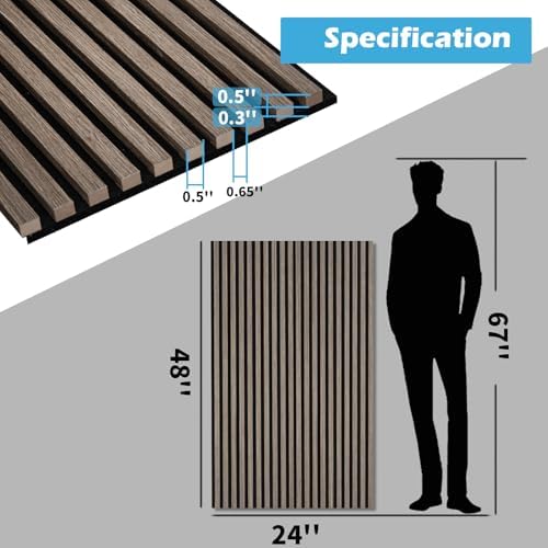 Art3d 48 x 24 in 3D Fluted Soundproof Wood Slat Wall Panel, 2-Pack, Walnut