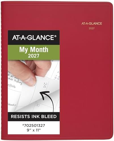 AT-A-GLANCE 2027 Planner, Monthly, 15-Month Jan-Mar, 9" x 11", Unruled Daily Blocks, Red (702501327)