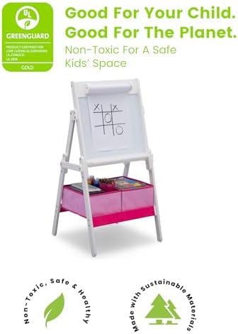 Delta Children Classic Kids Whiteboard/Dry Erase Easel with Storage, Bianca White