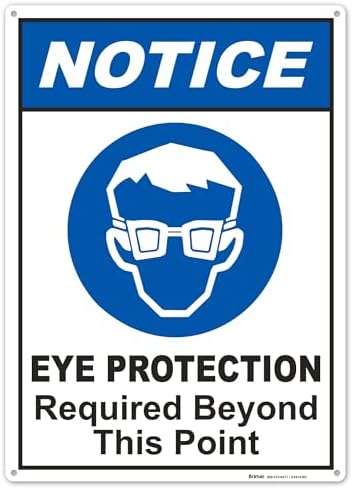 Brimar - 10" x 14" - Eye Protection Required Sign - .055″ Polyethylene Plastic - High Visibility - Easy Installation