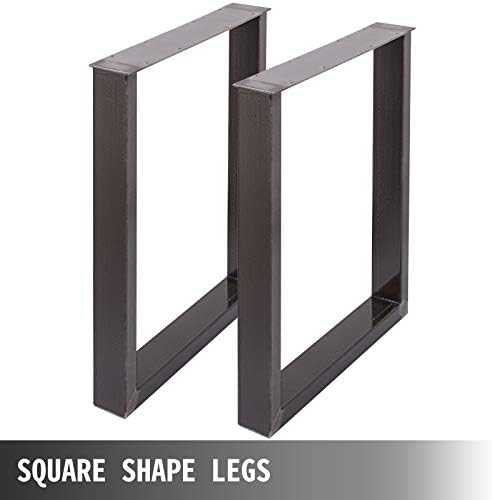 VEVOR Set of 2 Steel Table Legs, 28”Height 23”Wide Dining Table Legs,Heavy Duty 3.1" Square Box Section Square Table Legs, 28x23x3.1 Inch Black Industrial Country Style Metal Dining Legs