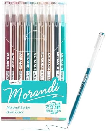 9 Colored Gel Pens Set, 0.6mm Fine Point for Black Paper & White Paper, Pens for Journaling, Adult Coloring Books, Bible, Drawing, Note Taking, Art & Journaling Supplies(Morandi-Grim Color)