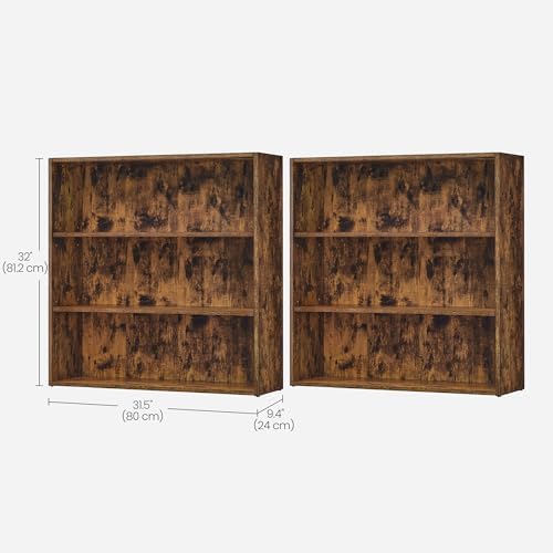 VASAGLE Set of 2 3-Tier Open Bookshelves, 31.5 Inches Wide