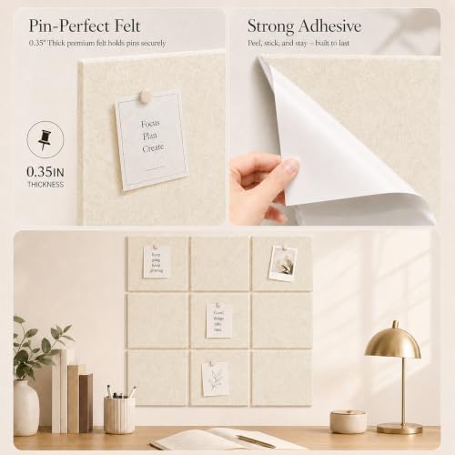 Felt Bulletin Board Tiles, Large Cork Board Alternative,24 x 36 in