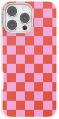 PopSockets iPhone 16 Pro Max Phone Case w/MagSafe Grip- to-Go Wrap | Magnetic, Wireless Charging, Camera & Drop Protection, Checkered, Red, Textured